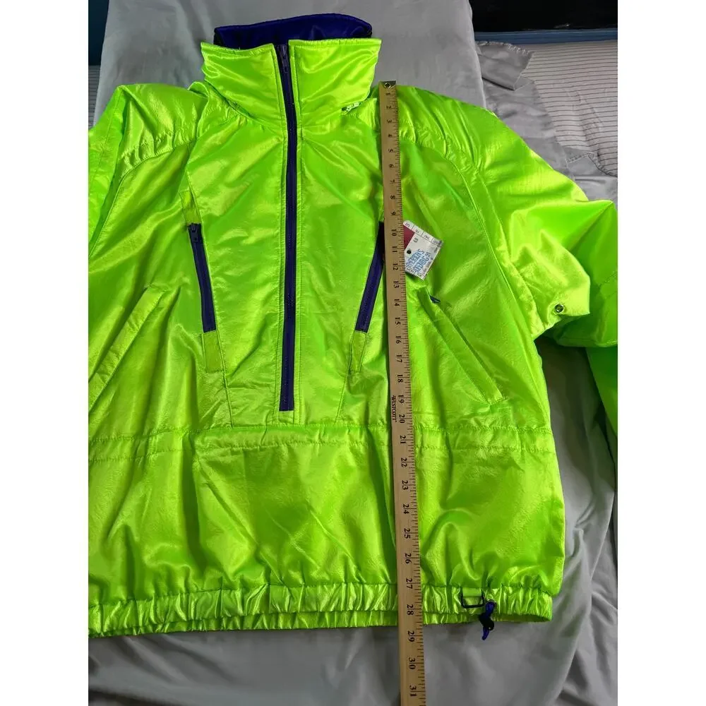 Vintage Obermeyer Ski Jacket Neon Green Purple Mens XL Retro 90s Pullover Coat